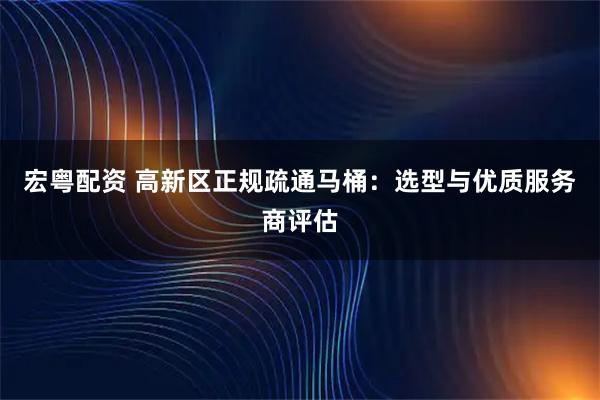 宏粤配资 高新区正规疏通马桶：选型与优质服务商评估