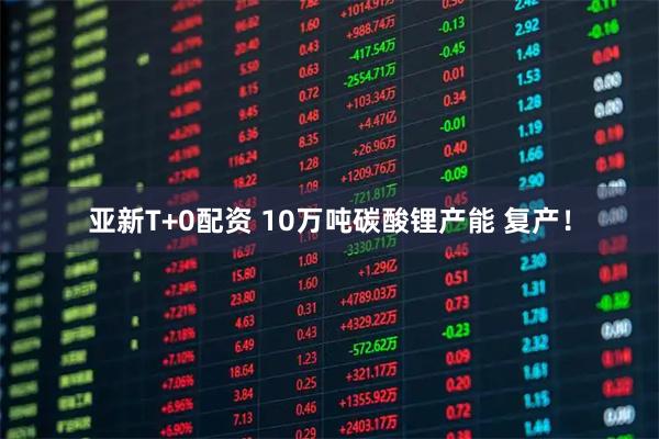 亚新T+0配资 10万吨碳酸锂产能 复产!